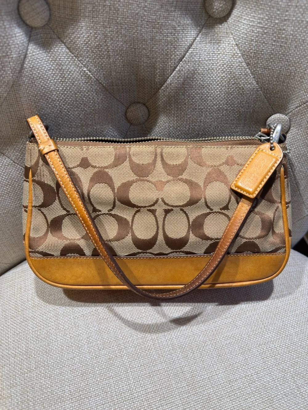 Coach Y2K Hampton Mini Signature Wristlet Brown Canvas Leather Pochette Bag 2004 - Picture 1 of 16